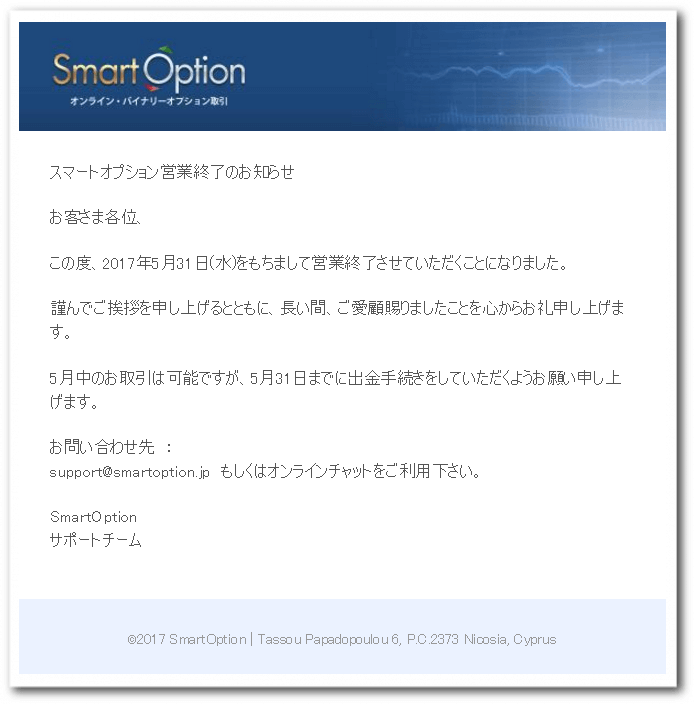 スマートオプション営業終了のお知らせ