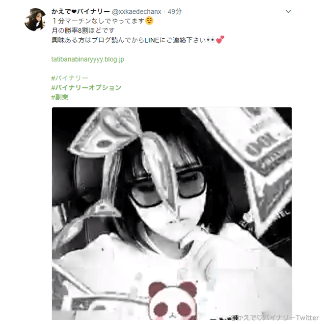 バイナリーオプション レクチャー ツイッターからプログを経由してLINE誘導